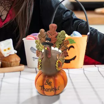 Pumpkin Turkey Tabletop Decoration Resin Figure for Home Gathering Be Thankful