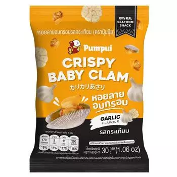 PUMPUI Crispy Baby Clam со вкусом чеснока 30 г. х 1 / 3 / 6 шт - Тайский вкус, Сделано в Таиланде 30 g.