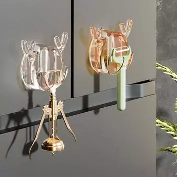 Punch-free Deer Antler Toothbrush Holders Plastic Socket Cord Storage Rack Wire Plug Dormitory коричневый