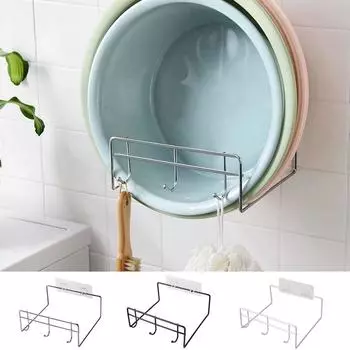 Punch-free Iron Washbasin Rack Saving Space Basin Storage Rack Durable Washbasin Stand Kitchen серебряный