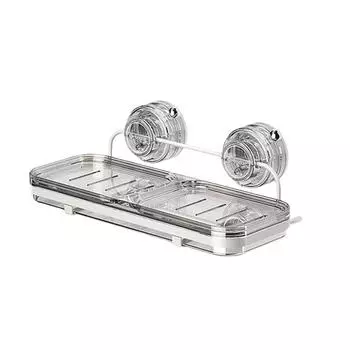 Punch Free Suction Cup Soap Dish Plastic Shower Soap Holder Practical Soap Tray Bathroom