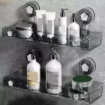 Punch Free Suction Cups Shower Shelves Rectangular/Triangular Shower Shampoo Rack Kitchen Style BC