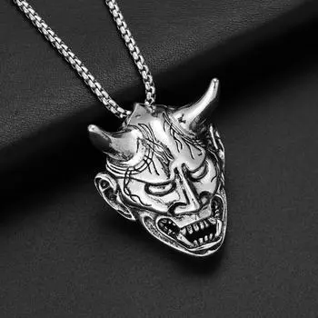 Панк-амулет, маска демона, ожерелье для моделирования личности, готическая мужская подвеска, праздничный подарок на вечеринку, ювелирные изделия серебряный