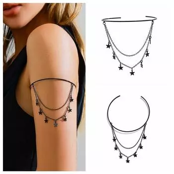 Punk Arm Cuff Bangle Simple Tassel Upper Arm Bracelet Open Upper Arm Bracelet Girl Style 4