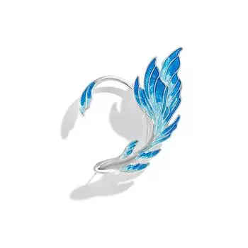Punk Creative Gradient Blue Fish Ear Cuff Clip Earrings For Women
