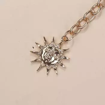 Punk Hip Hop Style Gothic Sun Moon High Waist Chain Metal Belts For Women Dress Jewelry Waist Chain Waist Belts Pendant Belts золотой