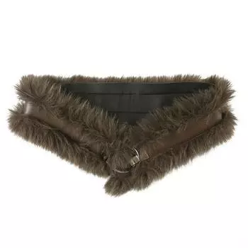 Punk Leather Fur Belt PU Leather Y2K Waistband Vintage Plush Belt Female/Girls