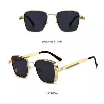 Солнцезащитные очки в металлической оправе в стиле панк с защитой от ультрафиолета 400, черные очки, дорожные аксессуары, уличные фотографии, украшения, очки