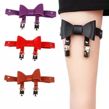 Punk Punk Leg Rings Rock and Roll Bowknot Leather Garter Fashion Leg Thigh Chain Women красный