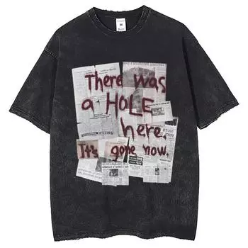 Punk Street Clothing T-shirt Harajuku Retro Game Pattern Letter Printed Unisex T-shirt Men s Top Gym Sweatshirt S