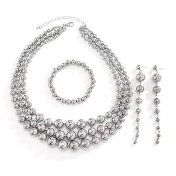 Punk Style Multilayer Necklace Exaggeration Necklace Bracelet Earrings Set Ladies