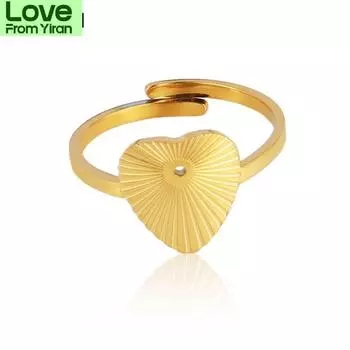 Панк Винтажное Кольцо Из Нержавеющей Стали Открытые Кольца Для Женщин Кольцо Цепь Кольцо Сердце Простое Кольцо На Палец Тренд Ювелирные Изделия Подарок Вечеринка золотой