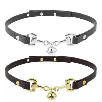 Punk Y2K Bell Pendant PU Leather Choker Vintage Necklace for Women Goth Jewelry Accessories