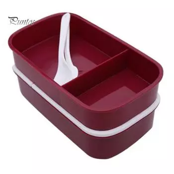 Puntos 1400 мл большой емкости двухслойный ланч-бокс для микроволновой печи контейнер для еды Bento зелёный