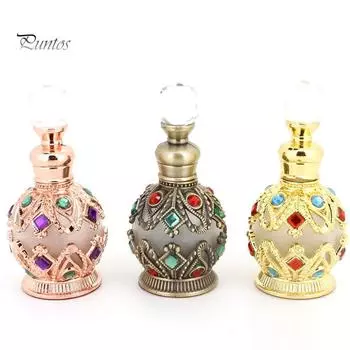 Puntos 15 мл Винтаж ароматерапия эфирное масло духи пустой флакон контейнер подарок золотистый