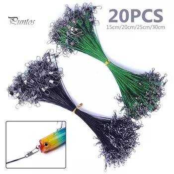 Puntos 20 шт. против укуса стальная проволока поводок поворотная леска снасти инструмент рыбный аксессуар 20cm чёрный