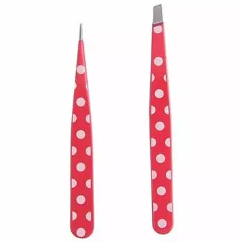 Puntos 2Pcs Pro Polka Dot Нержавеющая сталь Пинцет для удаления волос с бровей Инструмент для макияжа