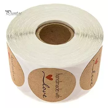 Puntos 500 шт., круглая наклейка с рисунком ручной работы с любовью для выпечки, самоклеящаяся этикетка, декор one size