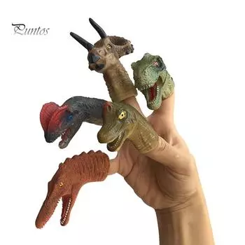 Puntos 5Pcs Simulation Dinosaur Mini Finger Sleeve Puppets Children Interactive Toy 5pcs
