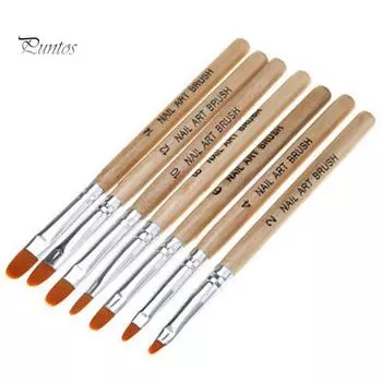 Puntos 7 шт., деревянная ручка для рисования ногтей, ручка для фототерапии, кисть для акрилового геля, наращивание ногтей one size