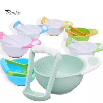 Puntos Baby 2 шт./комплект ручная мялка для фруктов чаша измельчитель стержень для измельчения инструменты для кормления зелёный/оранжевый