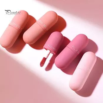 Puntos Cosmetic 3Pcs Mini Capsule Lip Glaze Anti Stick Mirror Матовая бархатная жидкая помада для макияжа one size