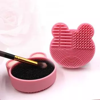 Puntos Cute Bear Shape Кисти для макияжа Чистящий бокс для теней для век Румяна Пудра Спонж Сухой Инструмент зелёный