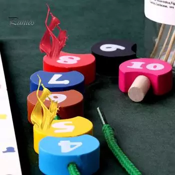 Puntos Kids Toy Деревянные мультяшные гусеницы Нанизывание бусин Обучение счету чисел one size