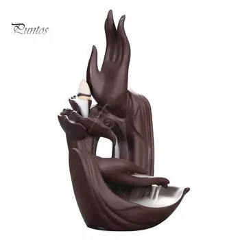 Puntos Home Медитация Кадило Украшение Керамический Будда Рука Держатель Для Благовоний коричневый