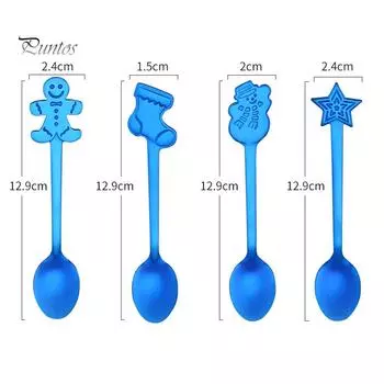 Puntos из нержавеющей стали, 4 шт., рождественские ложки для смешивания кофе, чая, десертные закуски, посуда золотистый