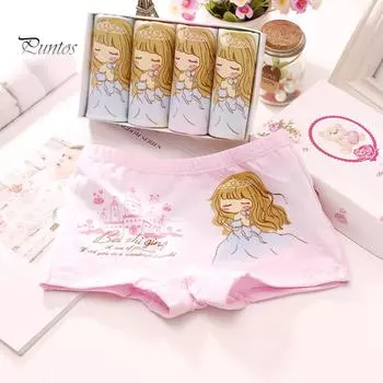 Puntos Kids Baby Girl Хлопковые Мягкие Милые Мультяшные Шорты Дышащее Нижнее Белье Трусики 5-6 Years