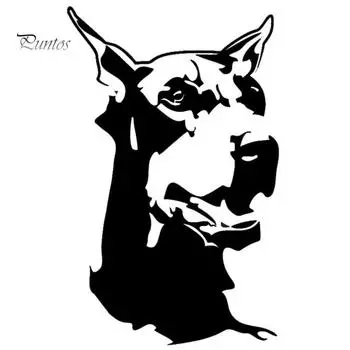 Puntos Мотоцикл Доберман Собака Животное Автомобиль Стайлинг Наклейки Наклейки на кузов автомобиля Декор белый