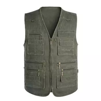 Puntos Мужской жилет с несколькими карманами больших размеров для уличной стрельбы, рыбалки, пешего туризма, жилет, куртка XL хаки