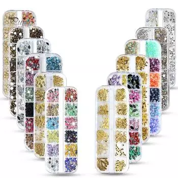 Puntos Nail Art 12 Grid 3D DIY Блестящие стразы и блестки Украшение Советы по маникюру ?02