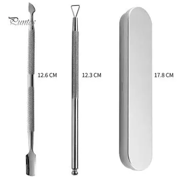 Puntos Nail Art 2 шт. Средство для снятия гель-лака из нержавеющей стали Скребок для кутикулы серебряный