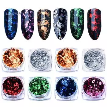 Puntos Nail Art Маникюр Декор 0,2 г Блестящие блестки из фольги с блестками Зеркальная пудра 05#