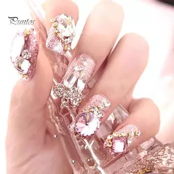 Puntos Nail Art Многоцветные овальные 3D блестящие шпильки DIY Украшения Советы Наклейки Колесо one size