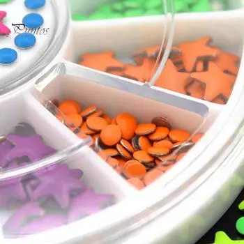 Puntos Nail Art смешанные цвета плоская задняя часть звезды и полукруглые DIY советы украшения колесо one size