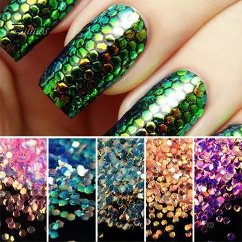 Puntos Nail Art УФ-гель акриловый блестящий весы советы блестки маникюр DIY инструмент для украшения золотистый
