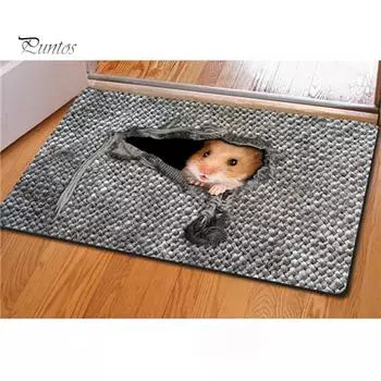 Puntos нескользящий милый коврик для двери с изображением животных, кошек, мышей, птиц, впитывающий воду, ковер для пола, декор 2#
