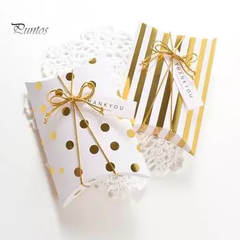 Puntos Party 10 шт., коробки в горошек и полоску для еды, печенья, инструмент для упаковки подарков на день рождения и Рождество Strip