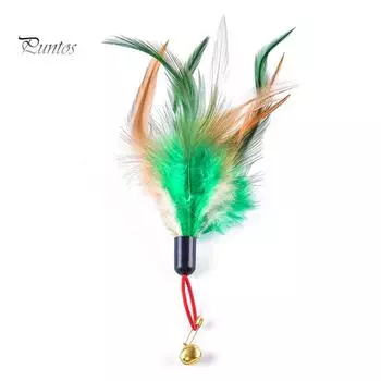 Puntos Pet Cat перо колокольчик игровая палочка дразнилка замена головы чесалка интерактивная игрушка