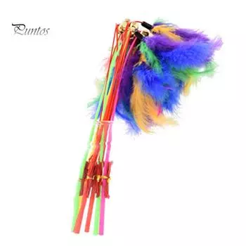 Puntos Pet Cat Puppy Teaser Bell Feather Выдвижная палочка Забавная интерактивная игрушка
