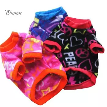 Puntos Pet Мягкая теплая зимняя одежда для собак, щенков, сердец и звезд с принтом, пальто, костюм, одежда XS