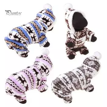 Puntos Pet Soft Рождественская одежда для собак и щенков, принт в виде лося, пальто с капюшоном, костюмная одежда M