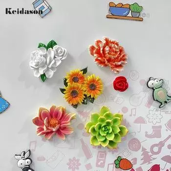 Puntos противоскользящий мультяшный магнит на холодильник в форме смолы, магнит на холодильник в форме растения