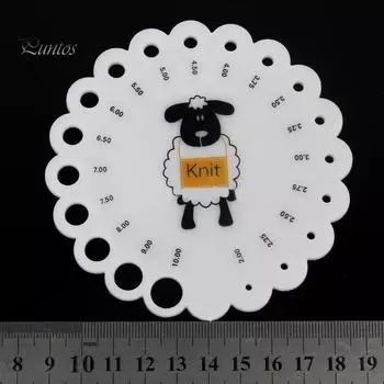 Puntos Sheep, круглые размеры 2–10 мм, линейка, измерительный инструмент для вязальной спицы, аксессуар для инструмента белый