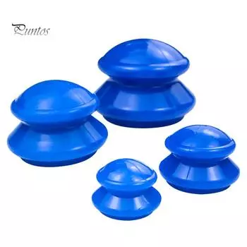 Puntos силиконовый 4шт. массажер для тела, влагопоглотитель, антицеллюлитный вакуумный баночный стаканчик синий