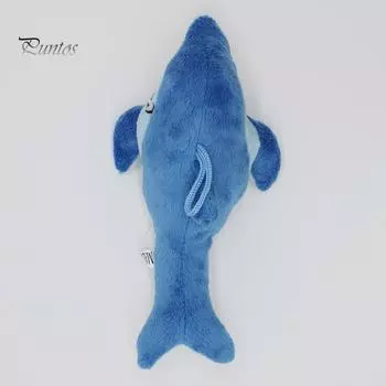 Puntos Squeaky Bite Play Toy Pet Собака Кошка Щенок Милая плюшевая кукла в форме дельфина Жевать синий