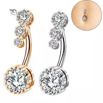 Puntos украшения для тела круглый кубический цирконий штанга пупок кольцо женский пирсинг серебряный